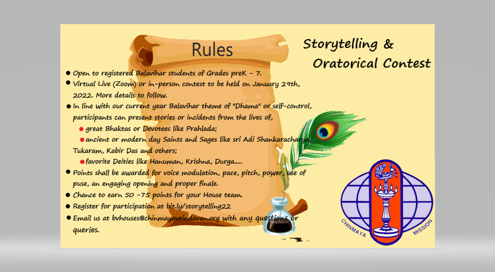 storytelling Oratorical contest flyer 2021 22